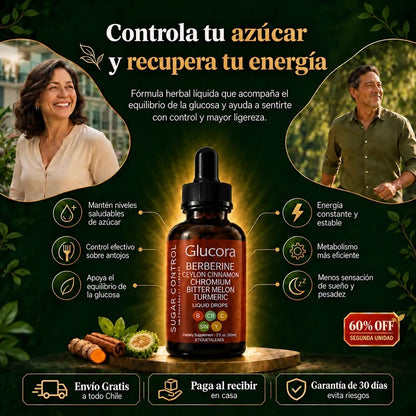 Glucora Berberina™ – Gotas Líquidas para Recuperar el Control de tu Día | 30ml