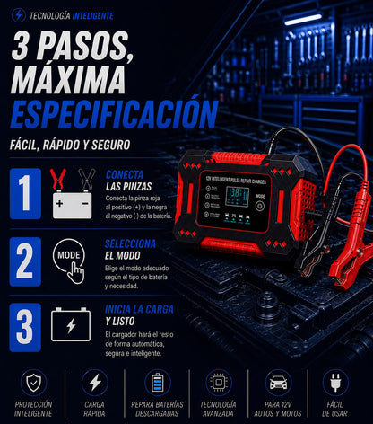 PowerPulse™ Cargador Reparador de Baterías Inteligente